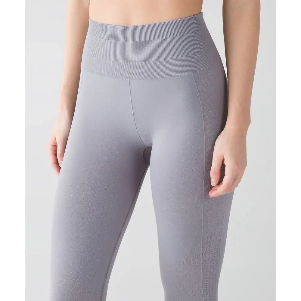 Lululemon Flow & Go Crop‎ Battleship Grey Sz 6 High Waisted Leggings Gym Workout